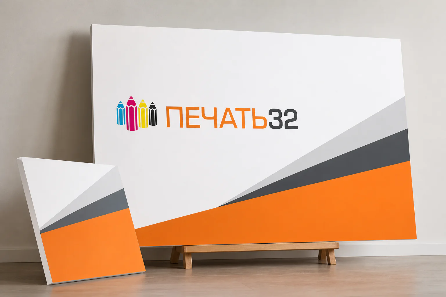 Жёсткие панели из пенокартона с фирменной печатью ПЕЧАТЬ32 и видимым белым торцом; для заказа в Липецке