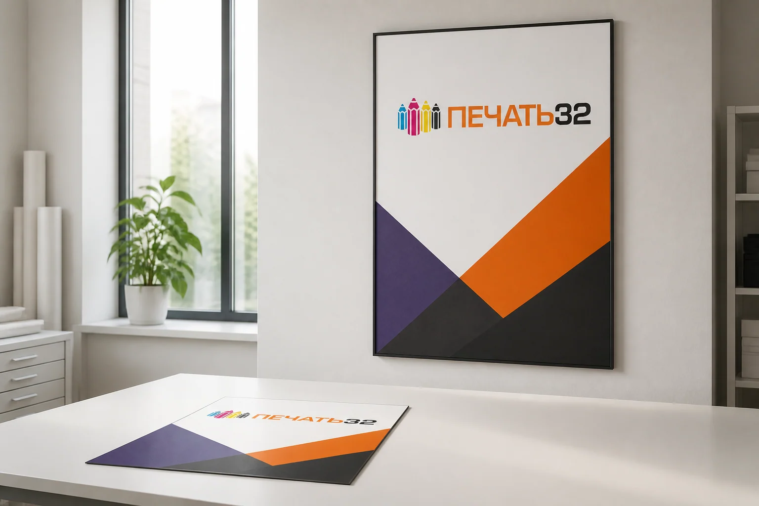 Большой постер с фирменной графикой ПЕЧАТЬ32; для заказа в Липецке